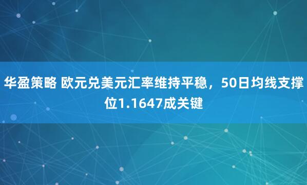 华盈策略 欧元兑美元汇率维持平稳，50日均线支撑位1.1647成关键